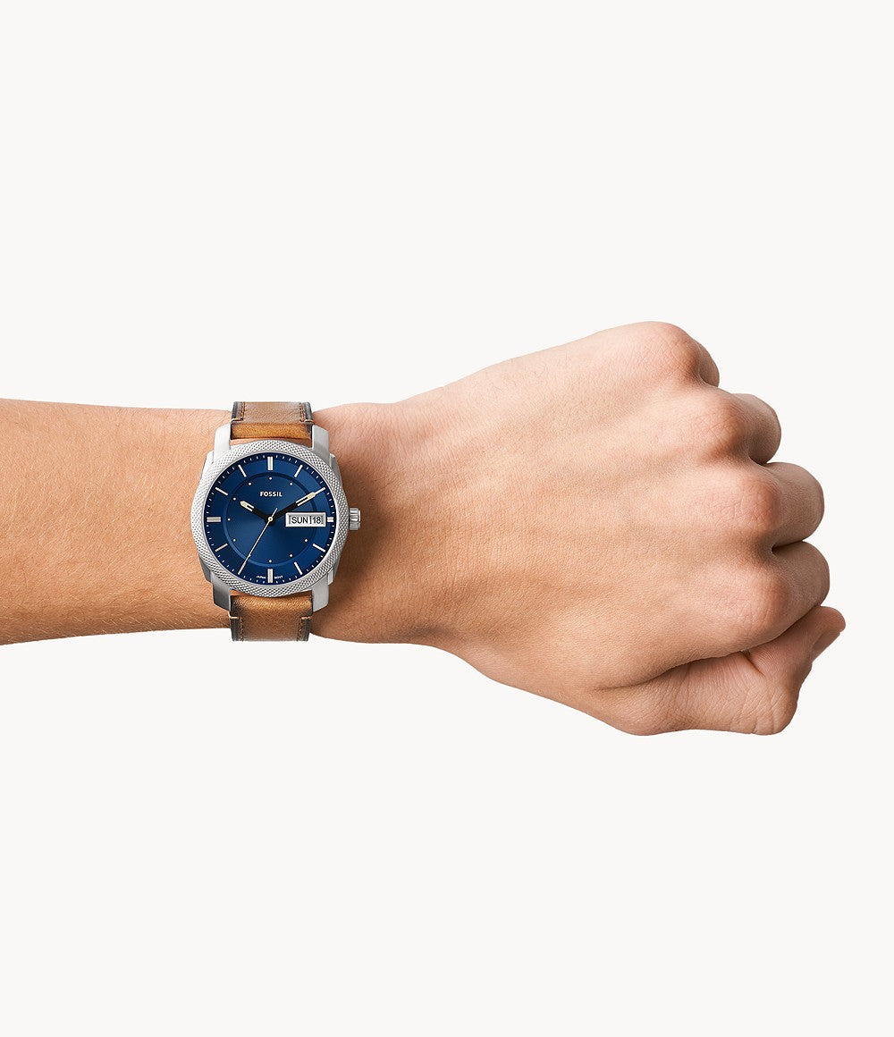 Orologio Uomo Fossil Acciaio Pelle Quarzo Solo Tempo Doppia Data FS5920